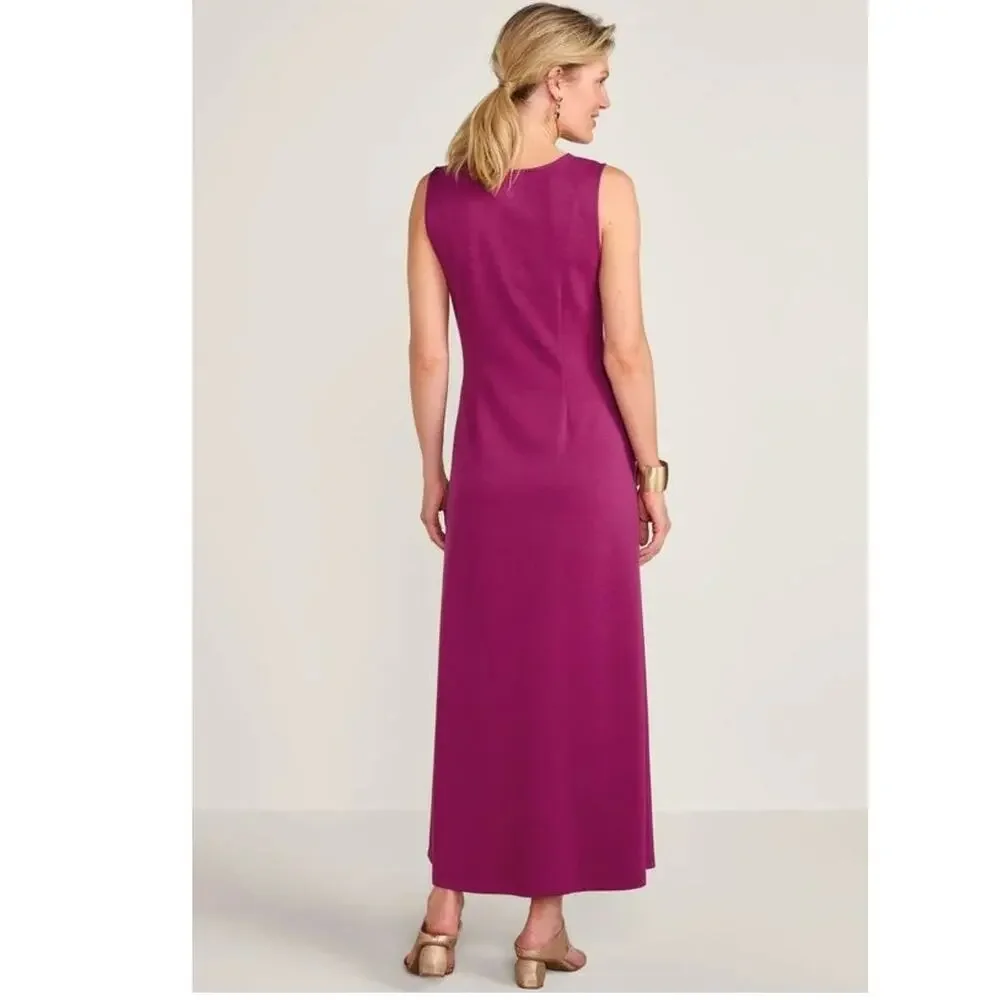 Soft Surroundings Hannah Maxi Dress Small Raspberry Twist Neck Scooba Knit Soft